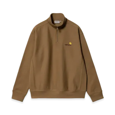 Carhartt WIP Half Zip American Script Sweatshirt "Hamilton Brown"