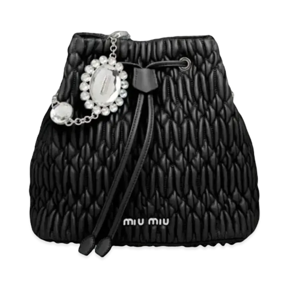 MIU MIU Mi Crister Nappa Leather Bucket Bag "Black"