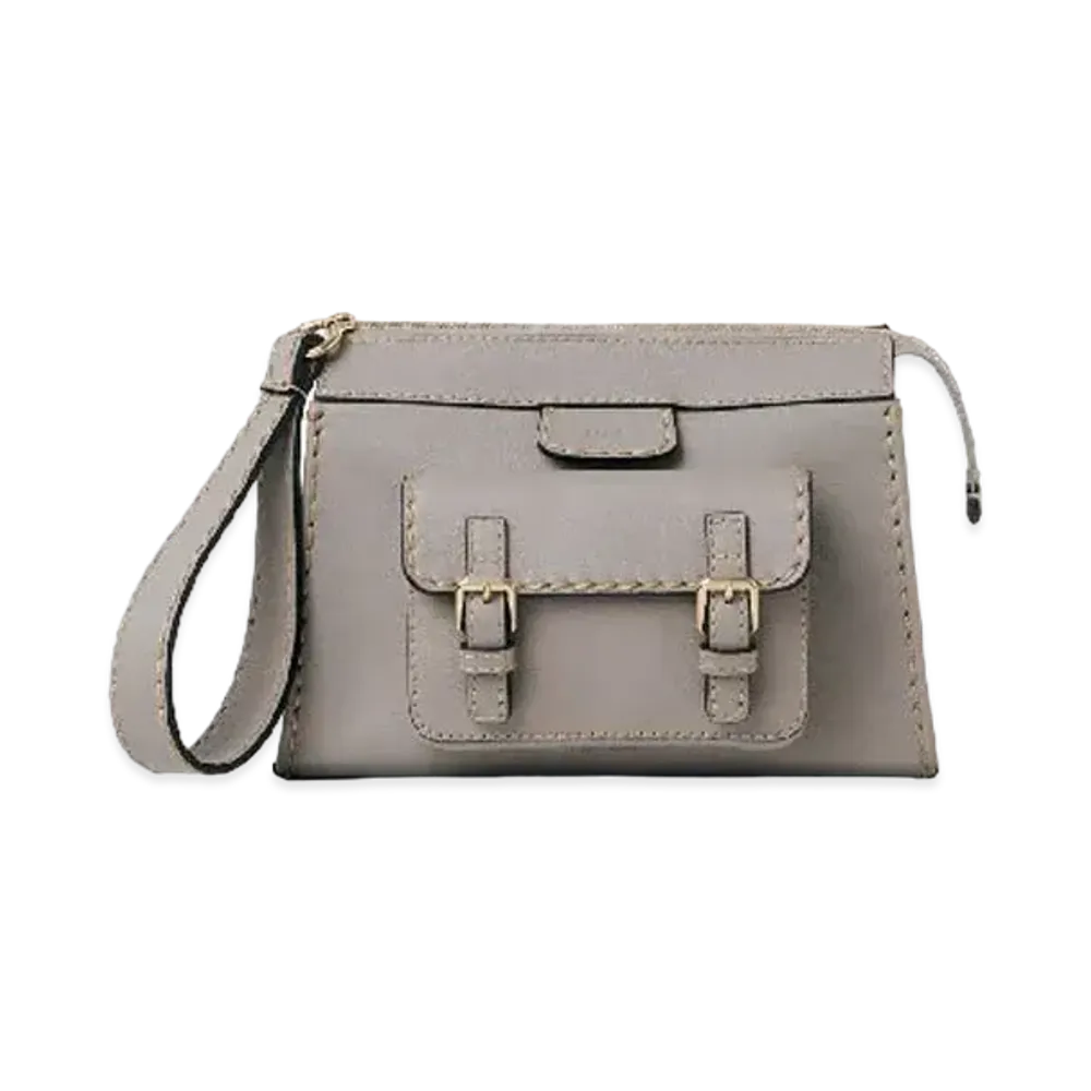 Chloe Edith Small Pouch In Buffalo Leather "Grey"