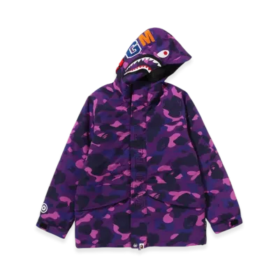 A BATHING APE Color Camo Shark Snowboard Jacket (Junior) "Purple"