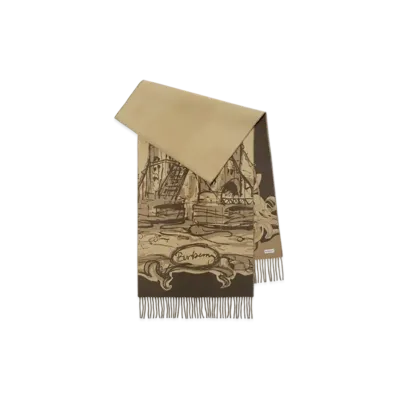 Burberry Tower Bridge Cashmere Scarf "Sand"