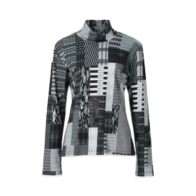 ANREALAGE Patchwork Print High Neck Cutsew "Monochrome"