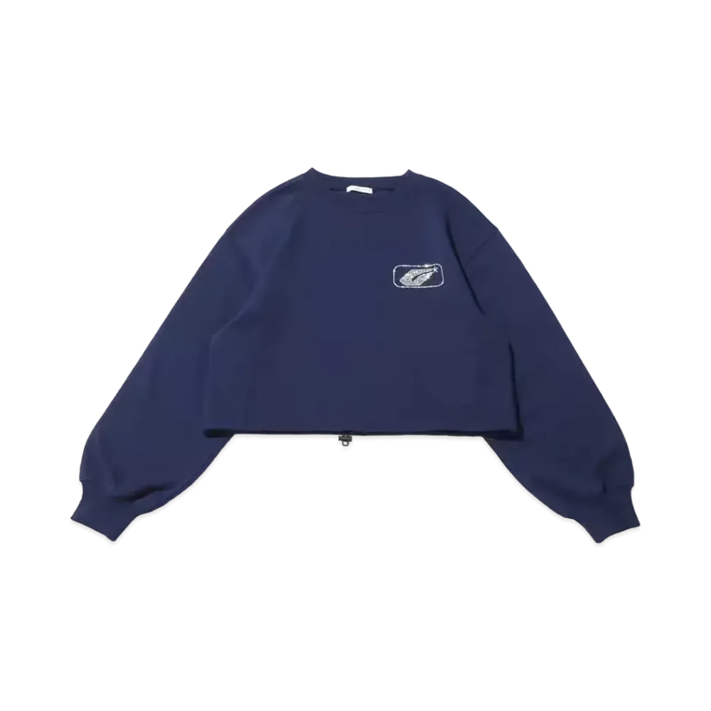 atmos pink Rhinestone Short Sweat Tops "Navy"