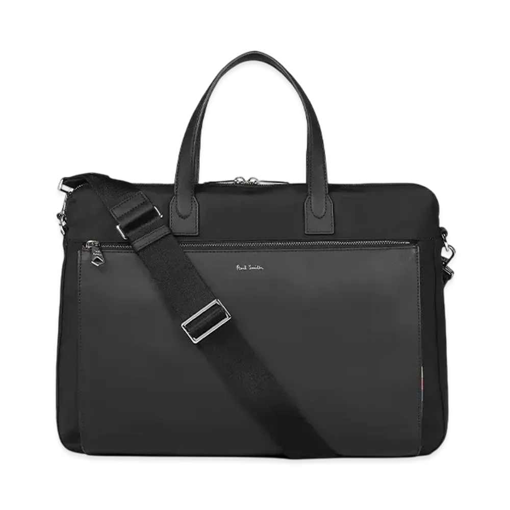 Paul Smith Nylon Bright Stripe Trim Briefcase "Black"
