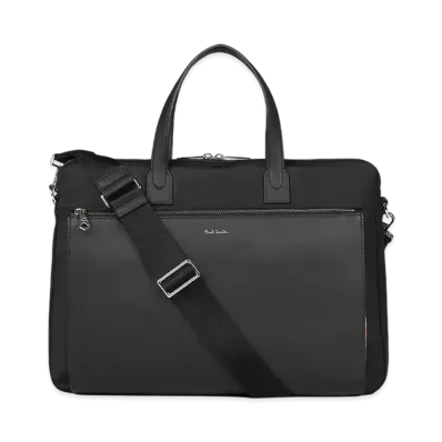Paul Smith Nylon Bright Stripe Trim Briefcase "Black"