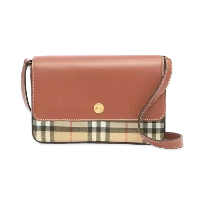 BURBERRY Biobase Vintage Check & Leather Penny Bag "Archive Beige/Tan"