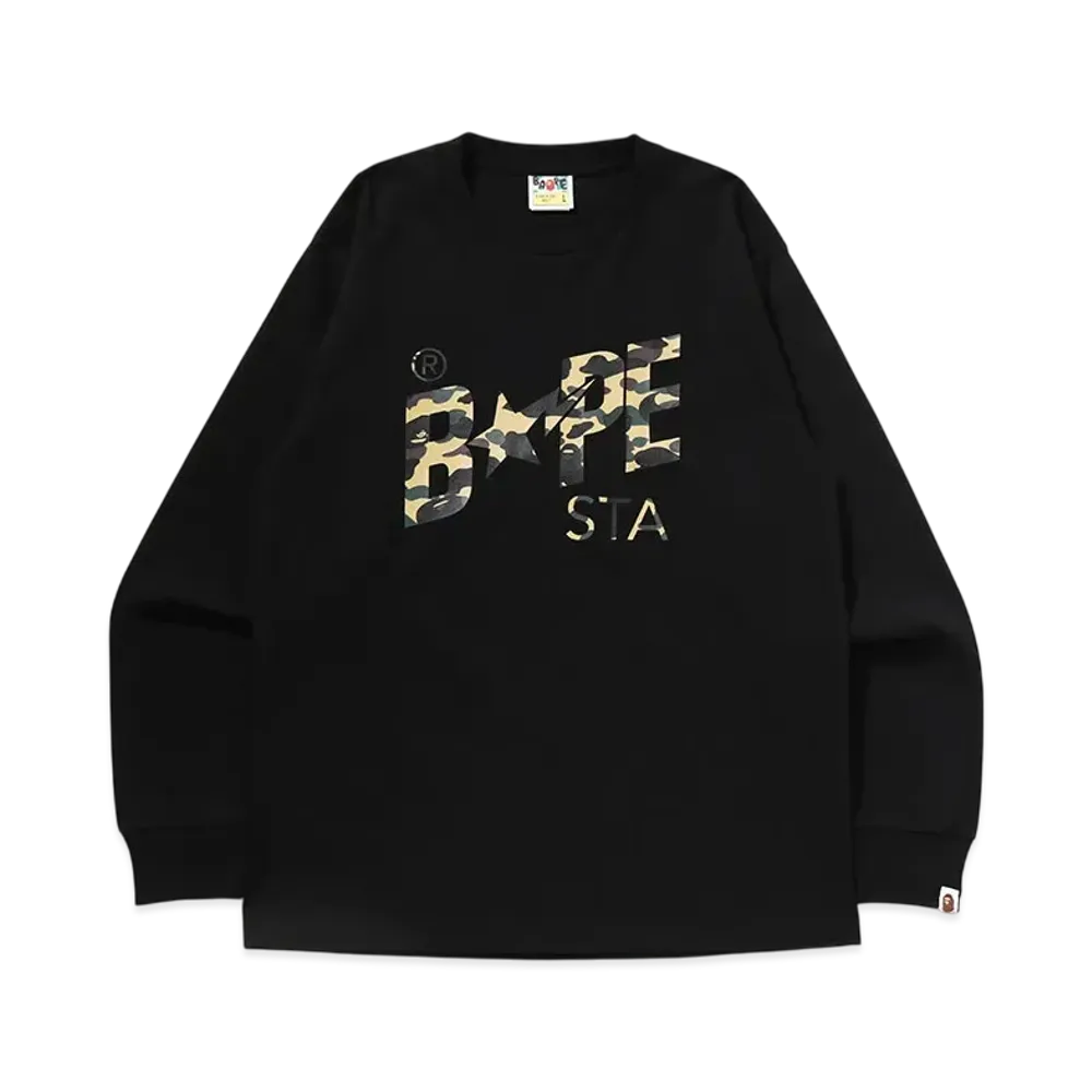 A BATHING APE 1St Camo Bape Sta Ls Tee "Black/Yellow"