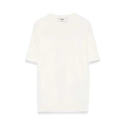 FENDI Women's Kids FF Cotton And Viscose Short Sleeve Sweater "White"