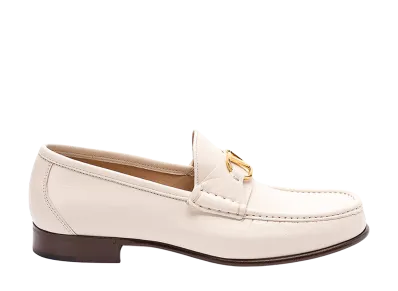Valentino Garavani Ivory Leather Vlogo Signature Loafers "White"