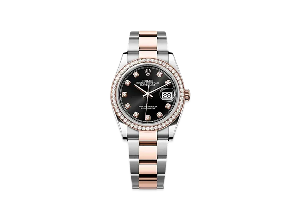 ROLEX Datejust 36mm Oystersteel & Everose Gold Diamond 126281RBR "Bright Black"