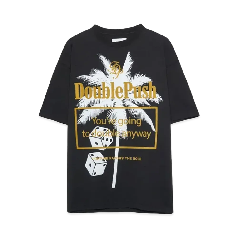 TAIN DOUBLE PUSH PALM DICE SHORT SLEEVE T-SHIRTS "BLACK"