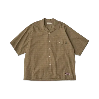 SEDAN ALL-PURPOSE x 7th Delivery Dobby Plaid Open Collar S/S Shirt "Khaki Brown"