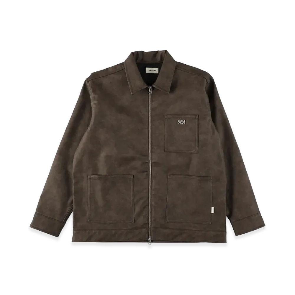WIND AND SEA Syntetic Leather Zip Jacket "Brown"