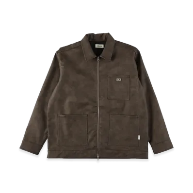 WIND AND SEA Syntetic Leather Zip Jacket "Brown"
