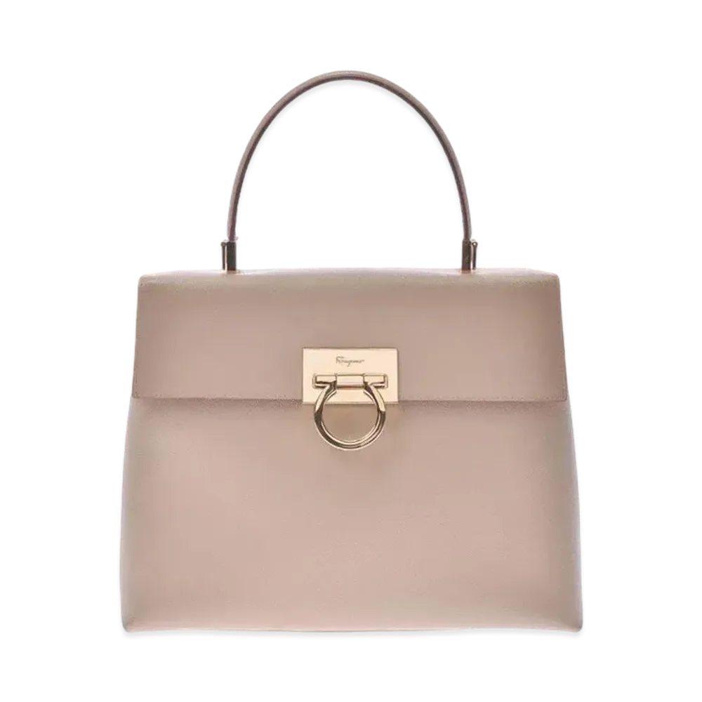 Salvatore Ferragamo Gancini Leather 2WAY Bag "Beige"