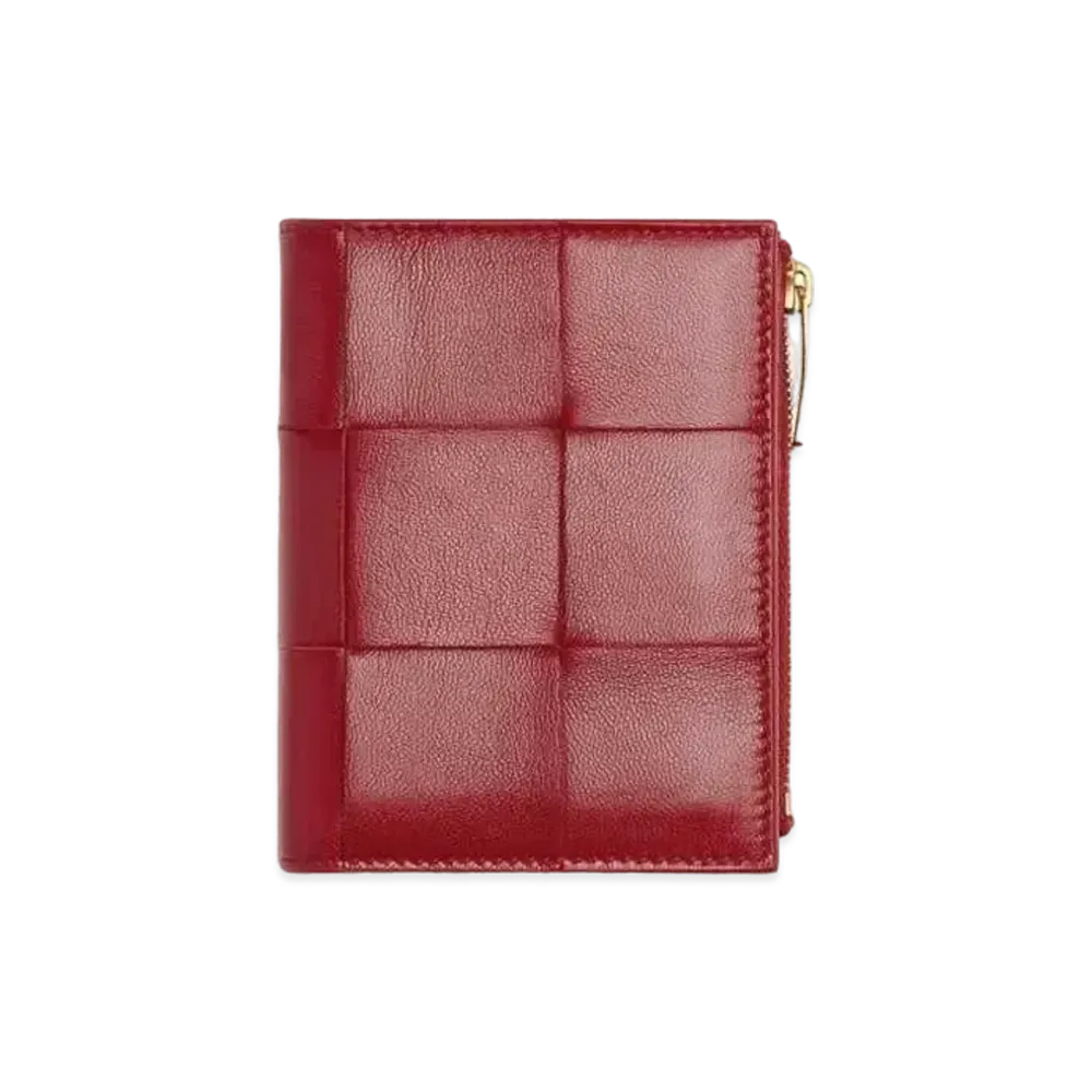 Bottega Veneta Bi-Fold Zip Wallet "Dark Red"