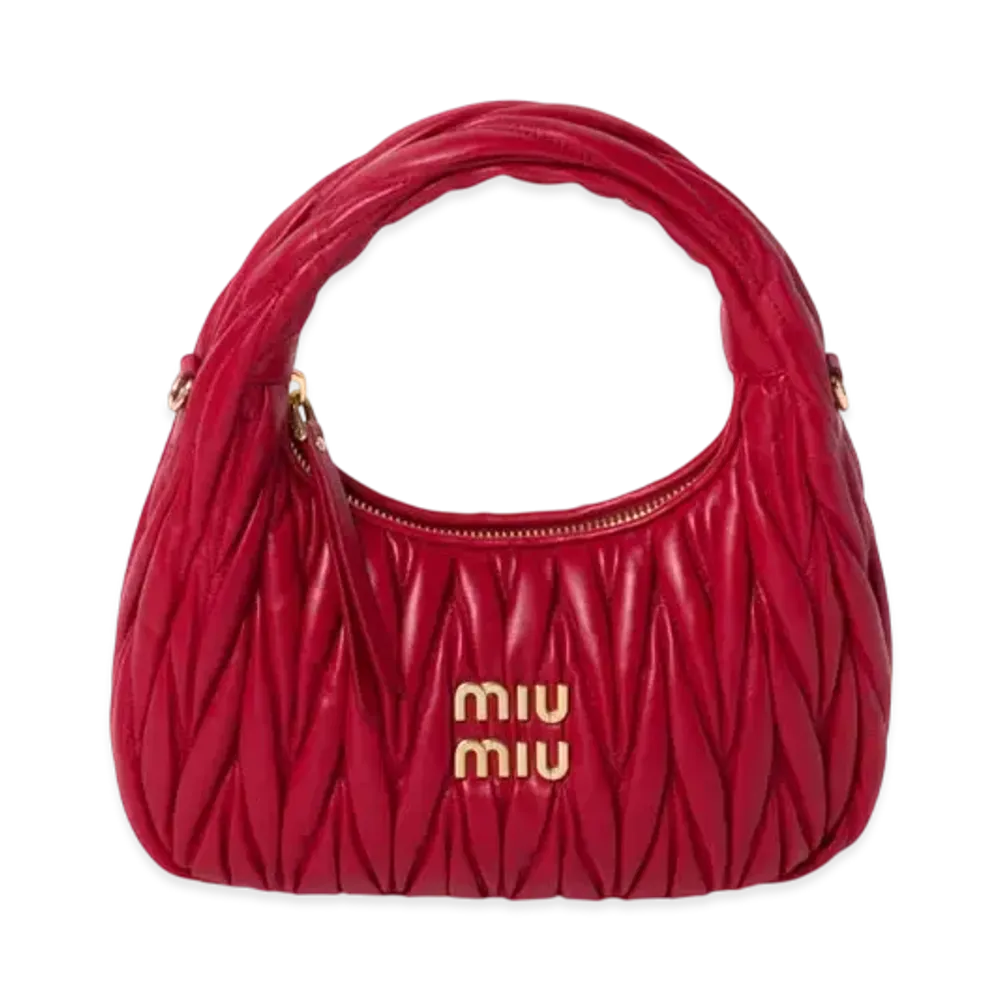 MIUMIU Wander Matelasse Nappa Leather Hobo Bag "Red"