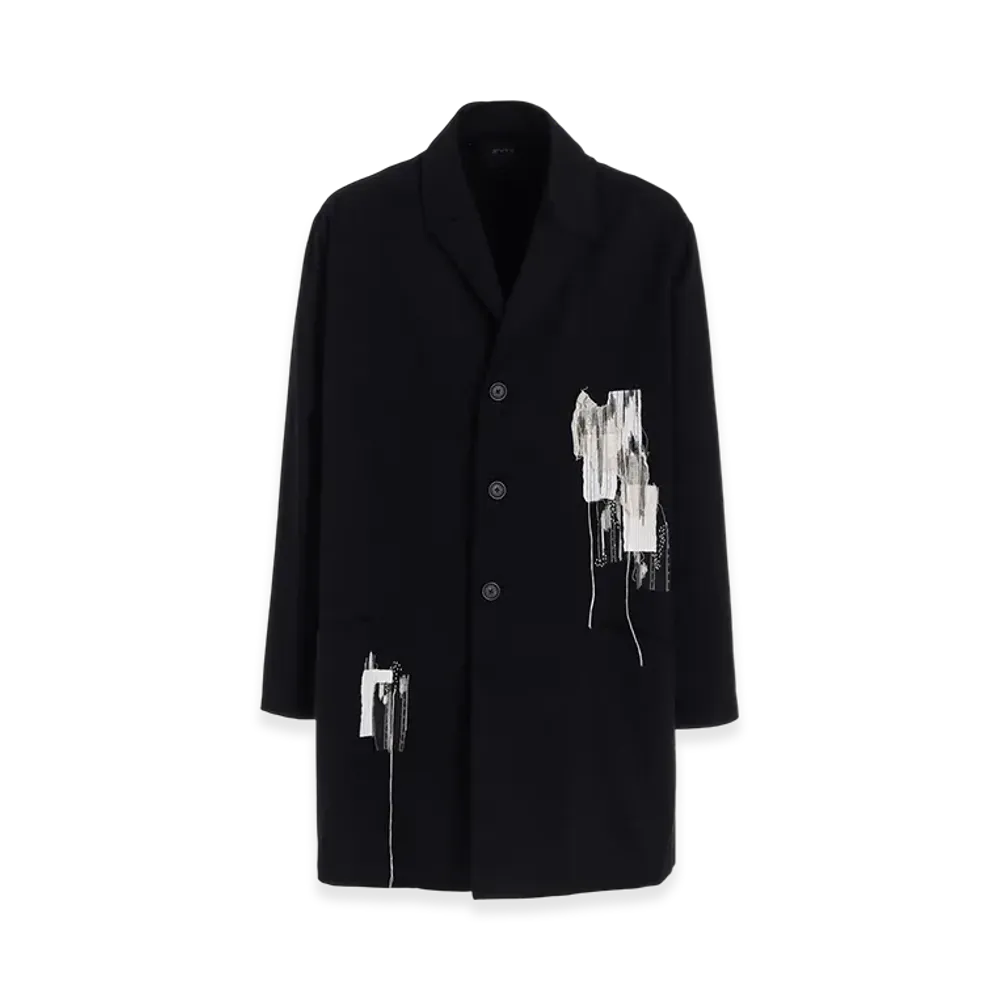 S'YTE Cotton Twill "Boro" Applique Long Jacket "Black"