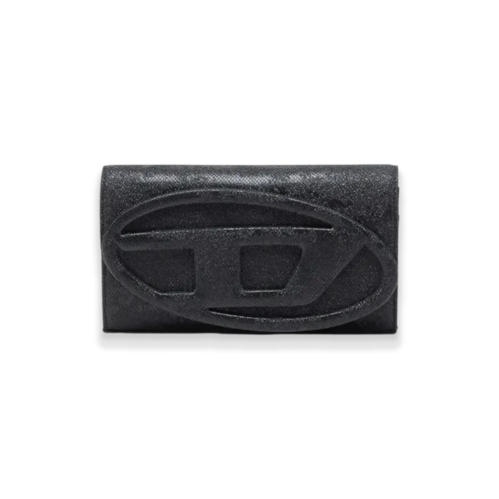 Diesel 1Dr Wallet Strap Wallet Purse In Glitter-Camo Lurex "Black"