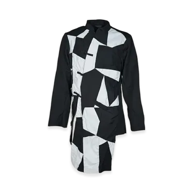 BLACK COMME des GARCONS Polyester Twill x Cotton Twill Patchwork Garment Treated Jacket "Black/White"