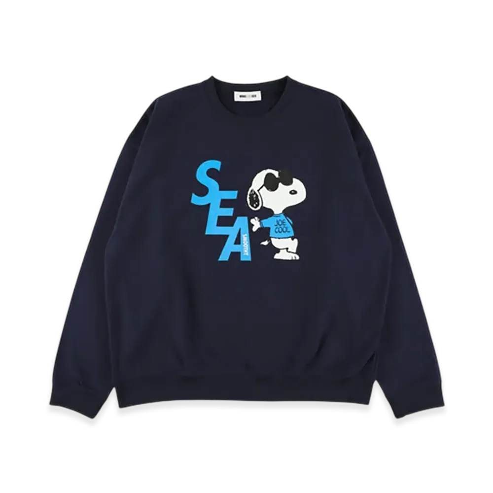 WIND AND SEA x SMOOTHY Snoopy Crewneck Sweatshirt "Navy"