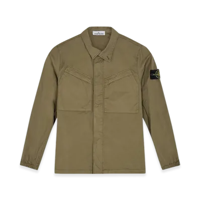 Stone Island 10119 Stretch Cotton Twill Garment Dyed Overshirt - 21SS "Olive Green"