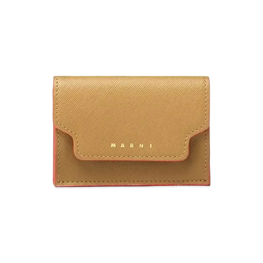 Marni Saffiano Calfskin Tri Fold Wallet "Green"
