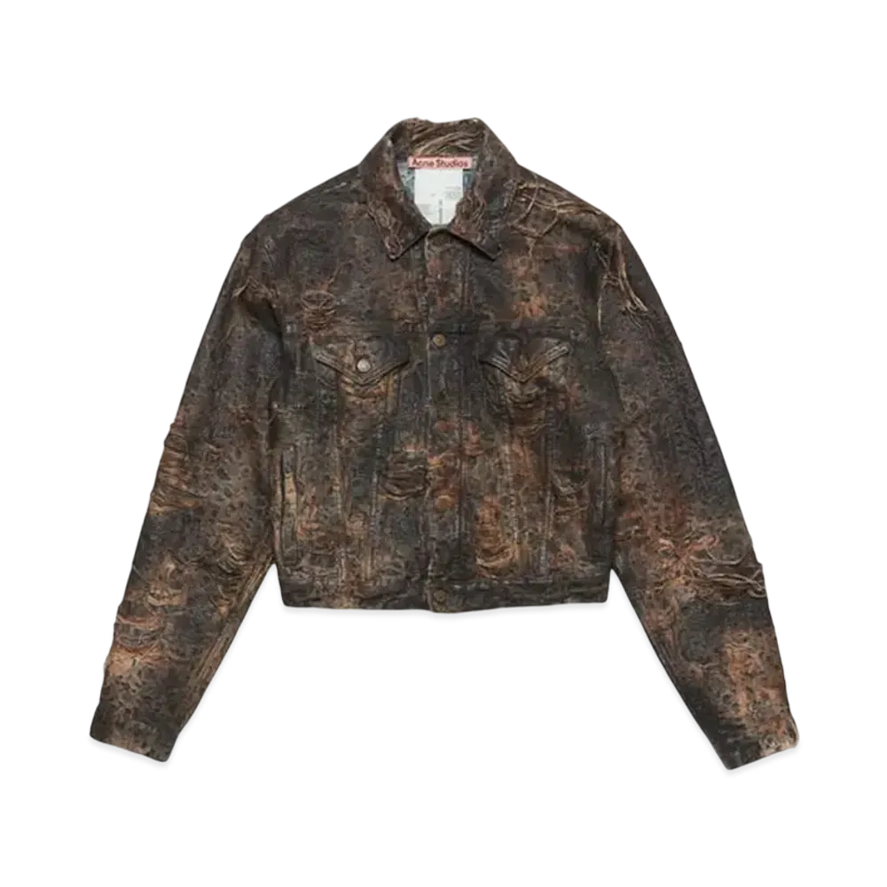 Acne Studios Distressed Monogram Denim Jacket Regular Fit "Brown"