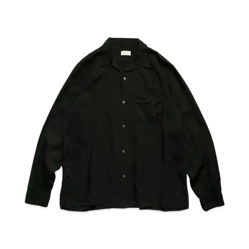 KAPITAL Soft Linen Open Collar Shirt "Black"