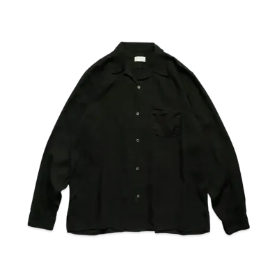 KAPITAL Soft Linen Open Collar Shirt "Black"