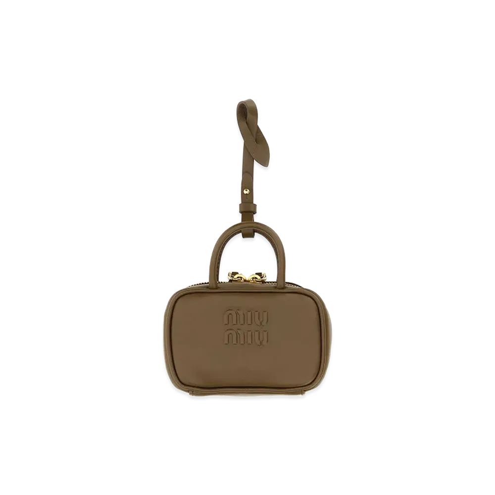 MIU MIU Women's Mud Leather Beau Keyring Necessaire "Brown"