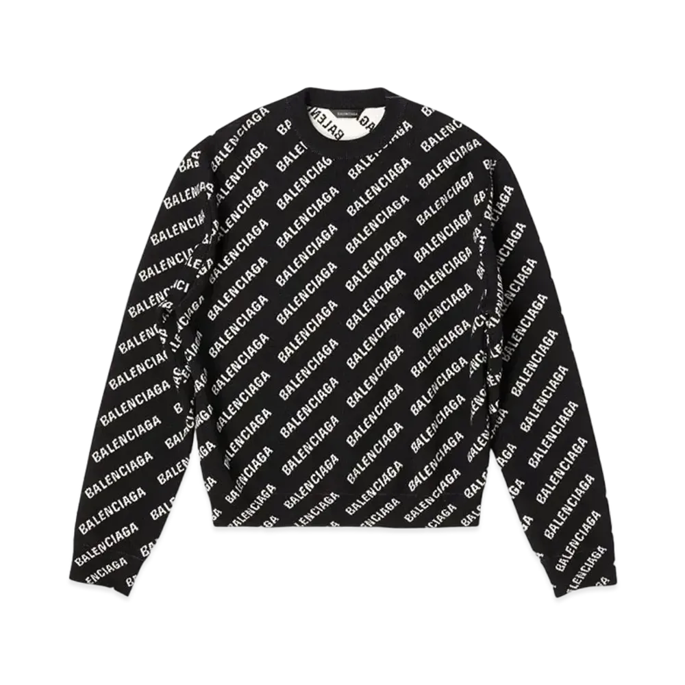 BALENCIAGA Women's Mini Allover Logo Sweater "Black"