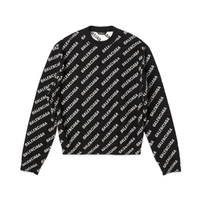 BALENCIAGA Women's Mini Allover Logo Sweater "Black"