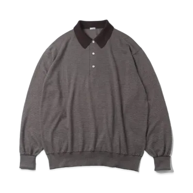A.PRESSE High Gauge L/S Striped Polo Shirts "Brown"