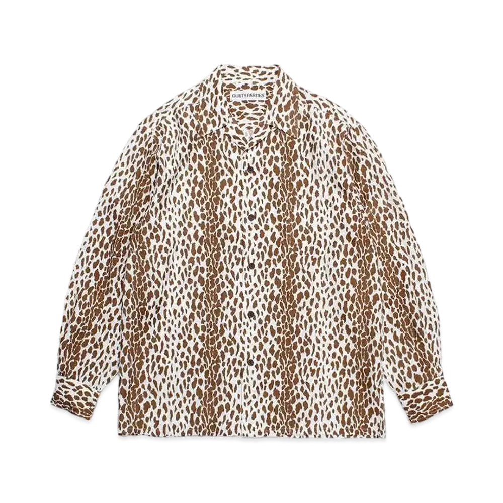 WACKO MARIA Leopard Open Collar Shirt "Brown"