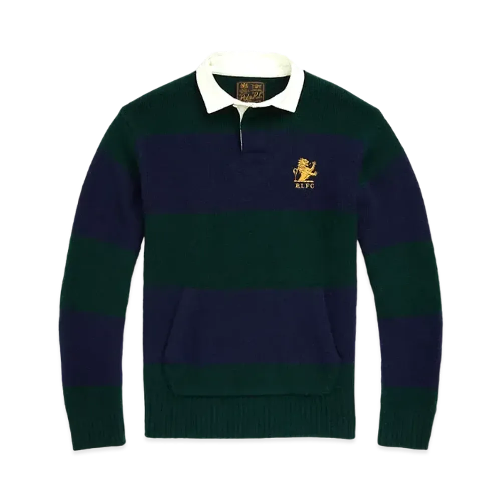 Polo Ralph Lauren Striped Wool Cashmere Rugby Sweater "Green"