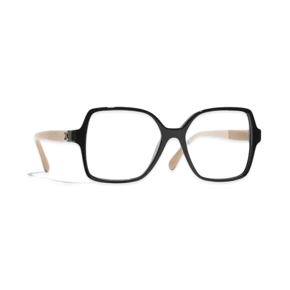 CHANEL Square Eyeglasses Acetate "Black/Beige"