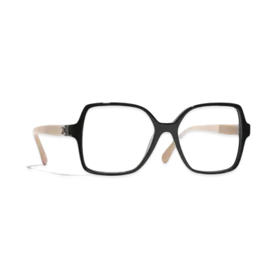 CHANEL Square Eyeglasses Acetate "Black/Beige"