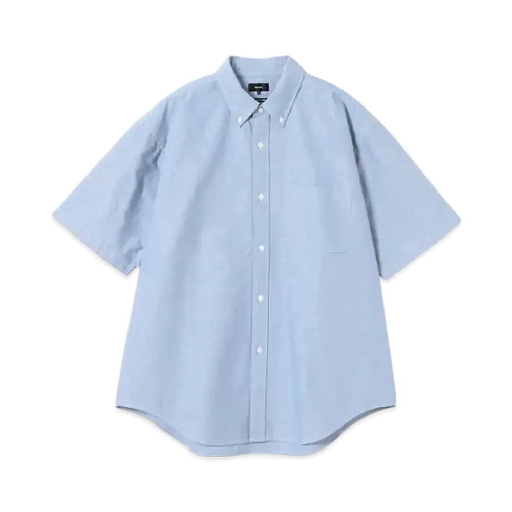 BEAMS Wide Fit 3/4 Sleeve Button Down Shirt "Blue"