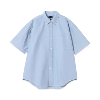 BEAMS Wide Fit 3/4 Sleeve Button Down Shirt "Blue"