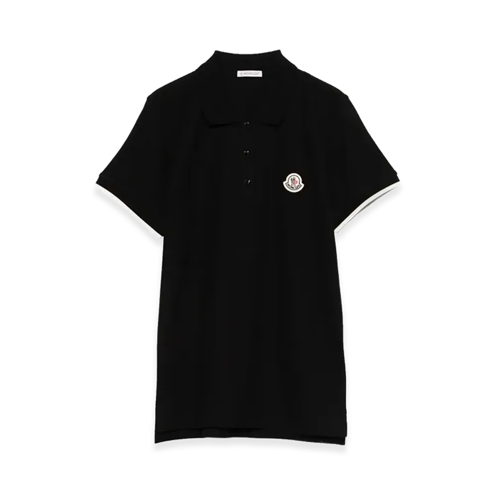 MONCLER Women's Logo Patch Polo Shirt "Black"
