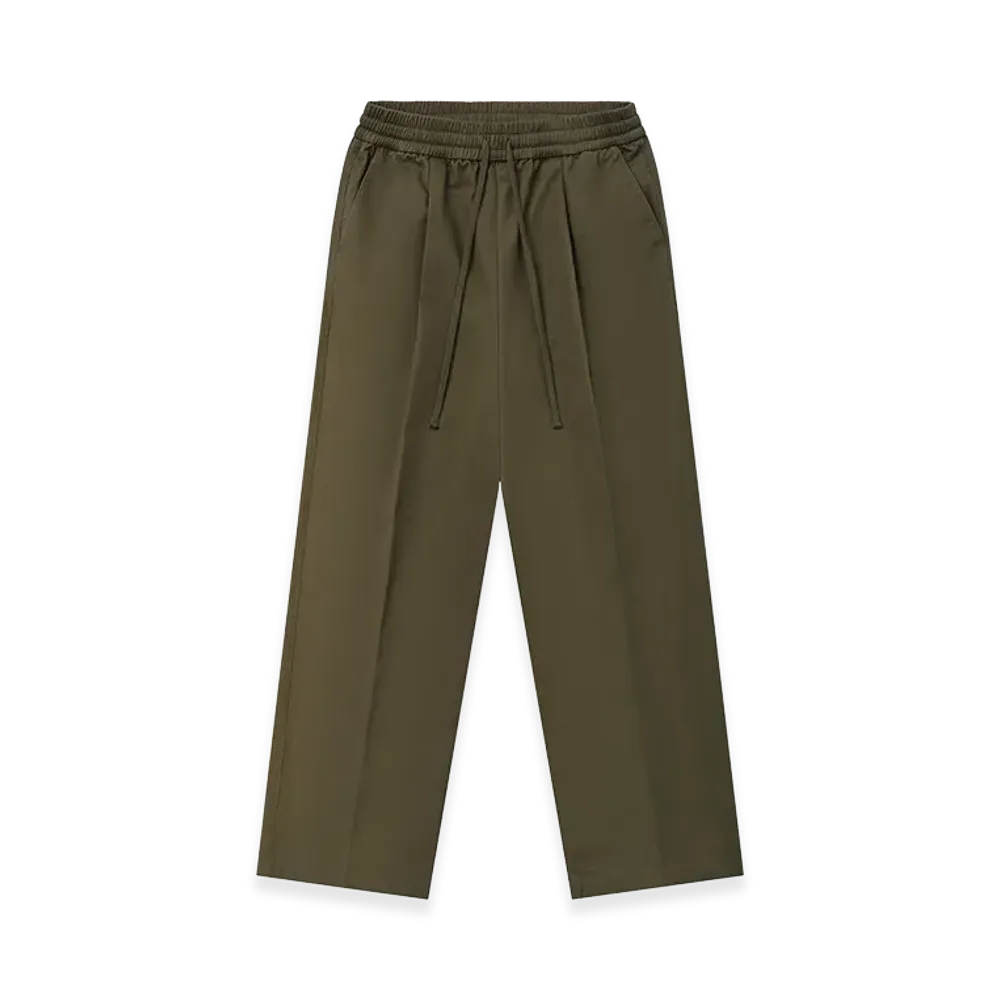 FEAR OF GOD ESSENTIALS Cotton Twill Pleat Front Drawstring Pant "Moss"