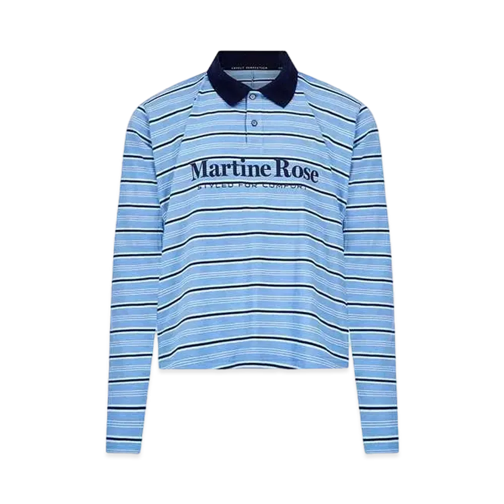 MARTINE ROSE L/S Pulled Neck Polo "Blue Stripe"