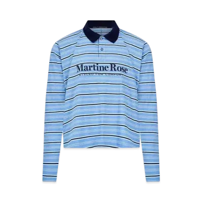 MARTINE ROSE L/S Pulled Neck Polo "Blue Stripe"