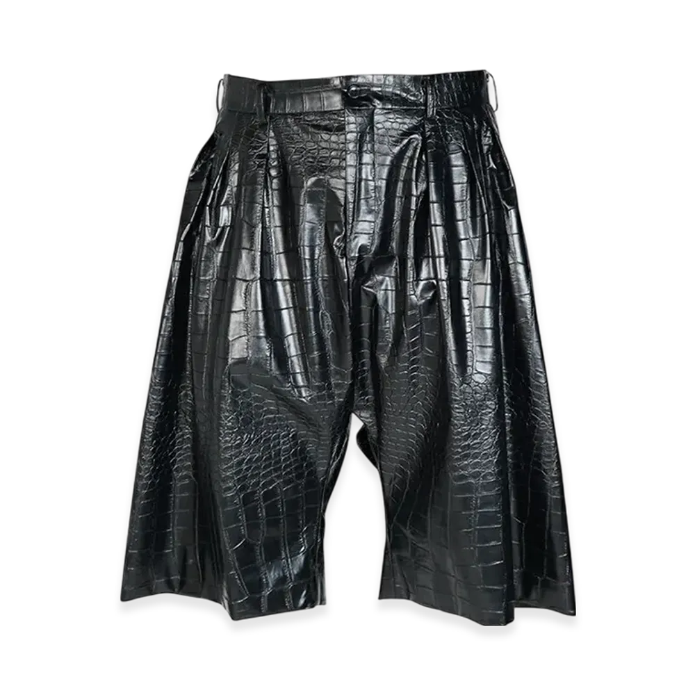 COMME des GARCONS HOMME PLUS Faux Leather Embossed B-Pattern Shorts "Black"