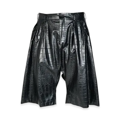COMME des GARCONS HOMME PLUS Faux Leather Embossed B-Pattern Shorts "Black"