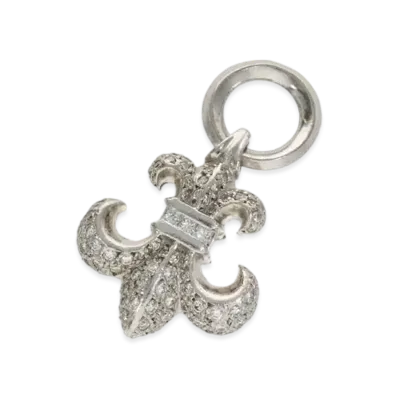 Chrome Hearts 18K BS Flare Pave Diamond Pendant Necklace Top "White Gold"