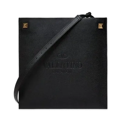 Valentino Leather Valentino Garavani Identity Crossbody Bag. "Black"