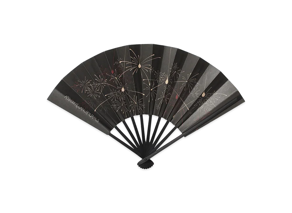 APHRODITEGANG GAKKIN x BUDSPOOL Tsubomibi Folding Fan "Black"