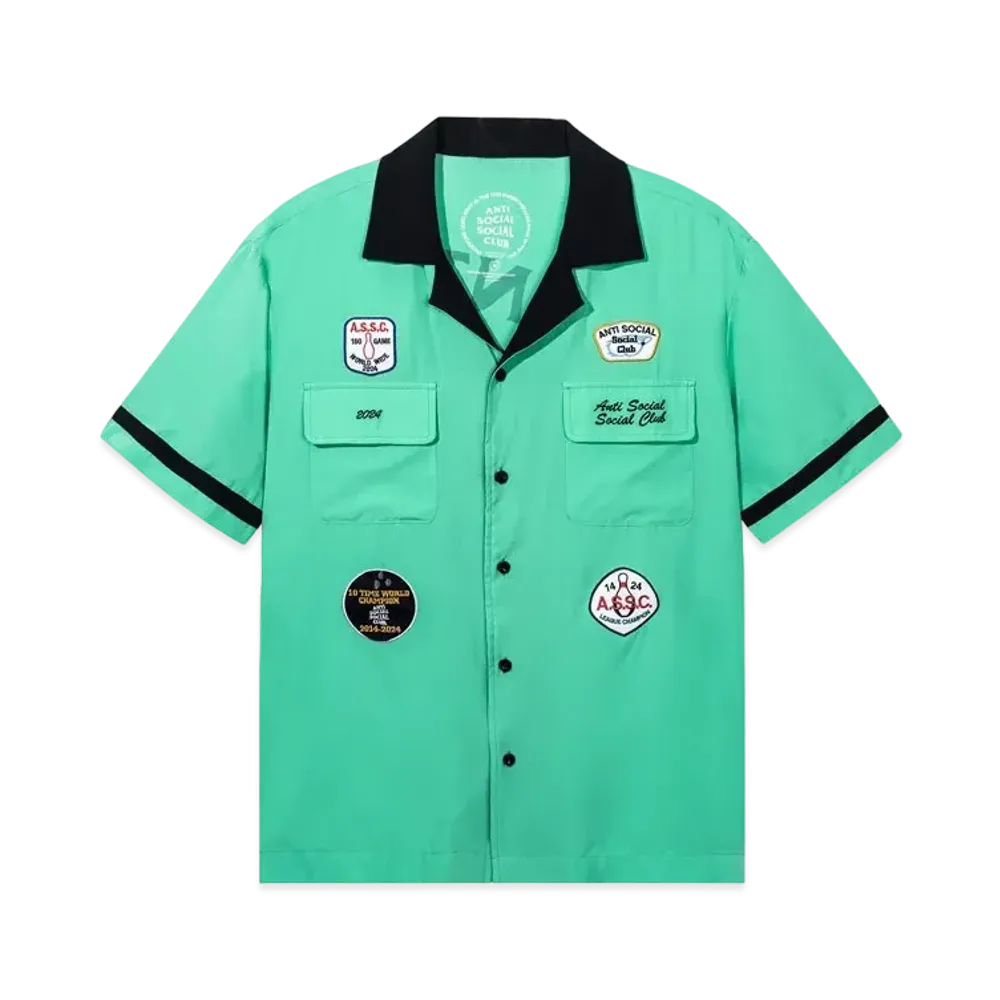 ANTI SOCIAL SOCIAL CLUB SUMMER 24 MAJOR DROP Dark Corners Bowling Shirt "Green"